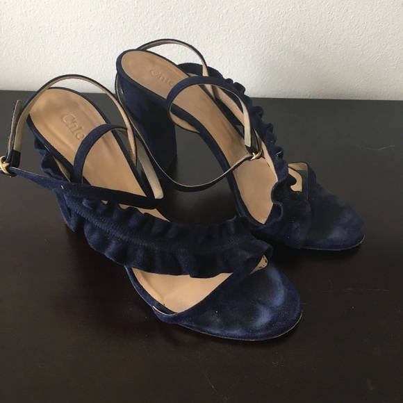 Blue Suede Chloé Heel - Picture 1 of 3